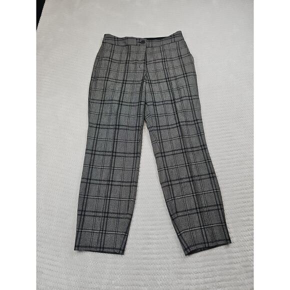Express Pants Womens 4 Short Ankle High Rise Gray & Black Plaid - Picture 1 of 9